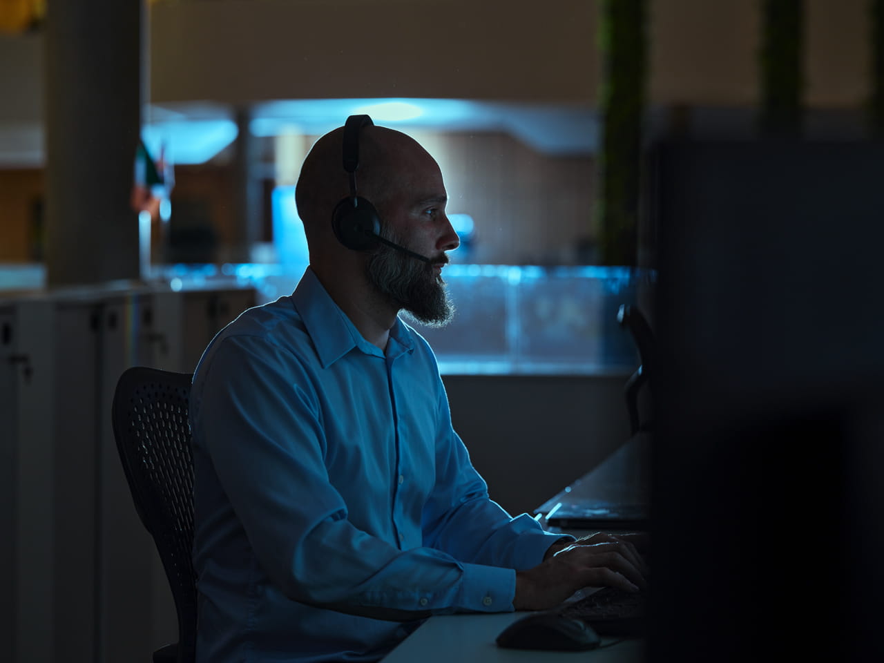Man in front of his computer